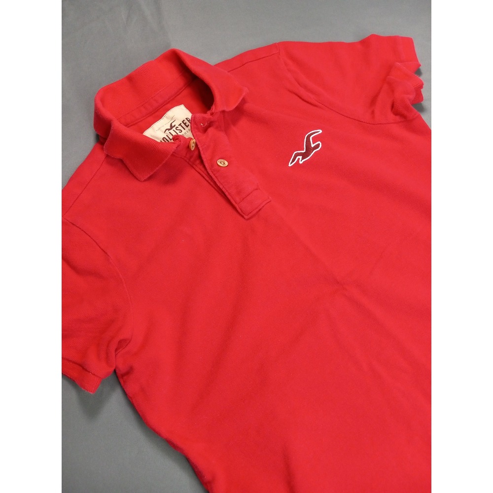 Hollister Kids Red Short Sleeve Seagull Logo Pique Polo Shirt Size S Small